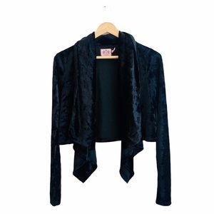 Juicy Couture Crushed Velvet Draped Black Cardigan S